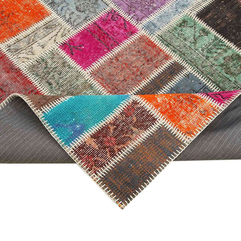 Multicolor Alfombra De Retazos Turca Sobre-teñida - 174 cm x 237 cm - K0051084