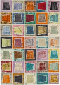 Multicolor Patchwork Hand-Knotted Turkish Rug - 6' 7" x 9' 2" (79" x 110")