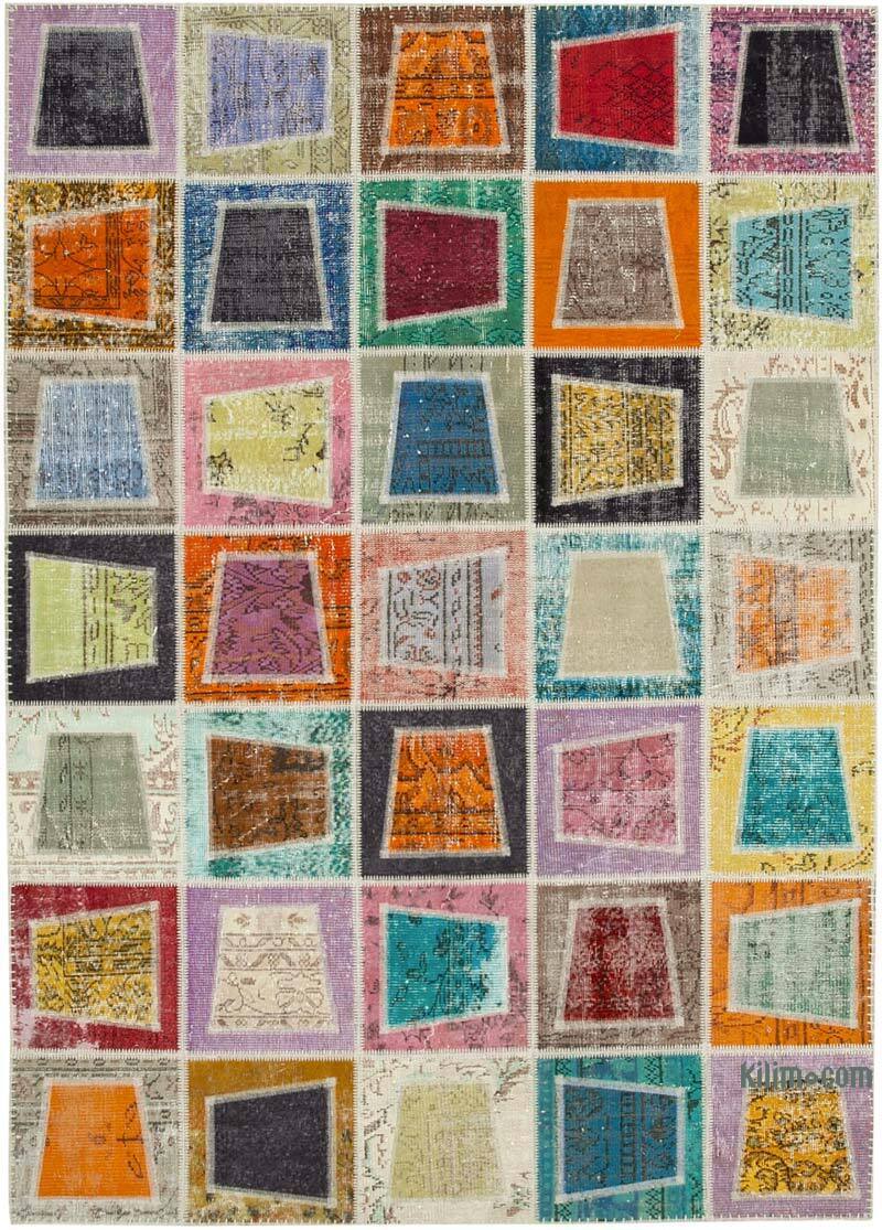 Multicolor Alfombra De Retazos Turca Sobre-teñida - 200 cm x 280 cm - K0051085