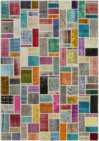 Multicolor Patchwork Hand-Knotted Turkish Rug - 6' 10" x 9' 9" (82" x 117")