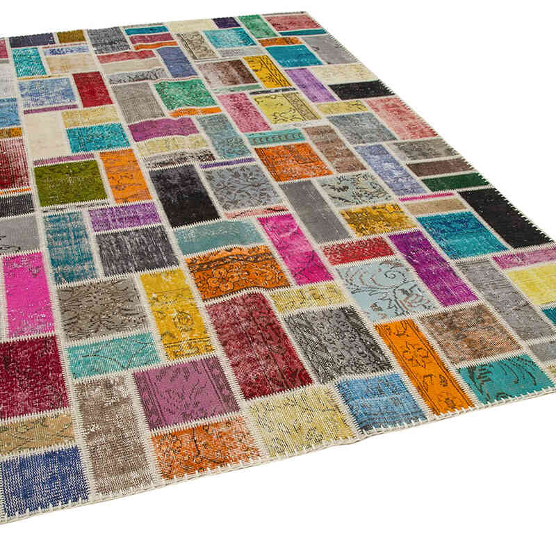 Multicolor Alfombra De Retazos Turca Sobre-teñida - 209 cm x 298 cm - K0051087