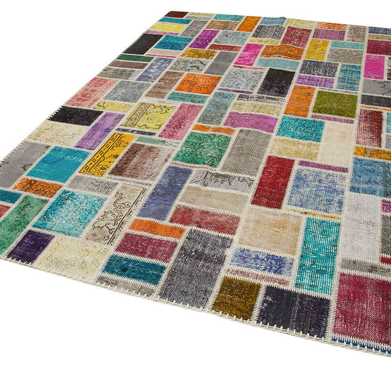 Multicolor Alfombra De Retazos Turca Sobre-teñida - 209 cm x 298 cm - K0051087