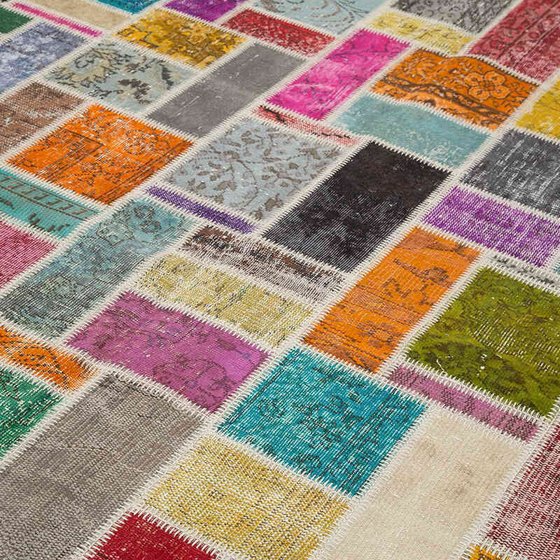 Multicolor Alfombra De Retazos Turca Sobre-teñida - 209 cm x 298 cm - K0051087