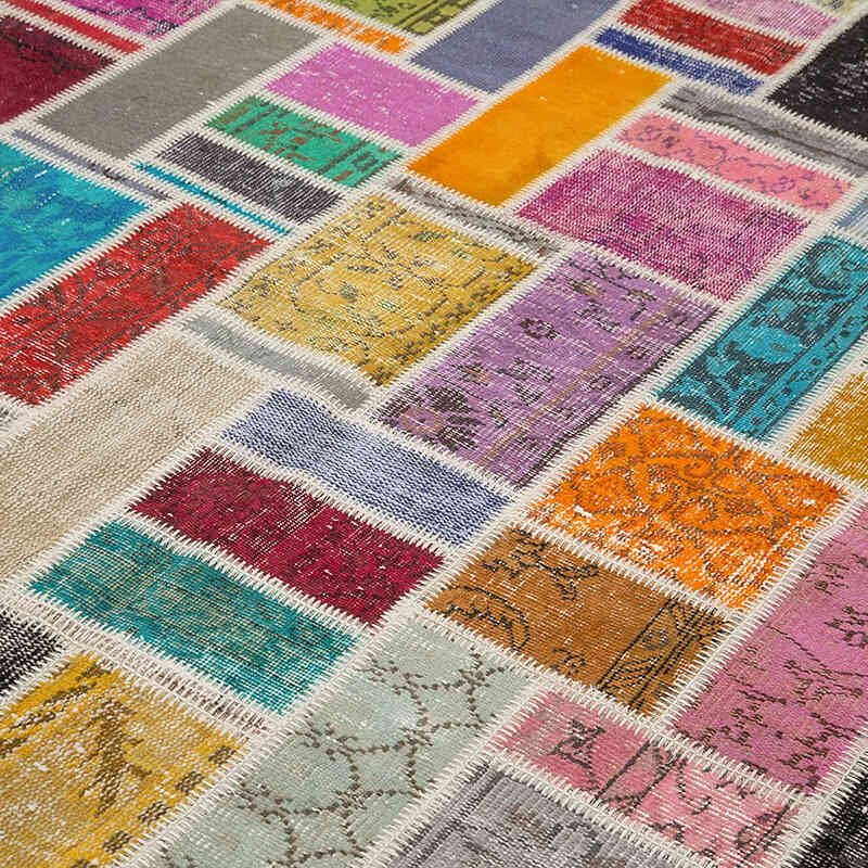 Multicolor Patchwork Hand-Knotted Turkish Rug - 6' 11" x 9' 9" (83" x 117") - K0051088