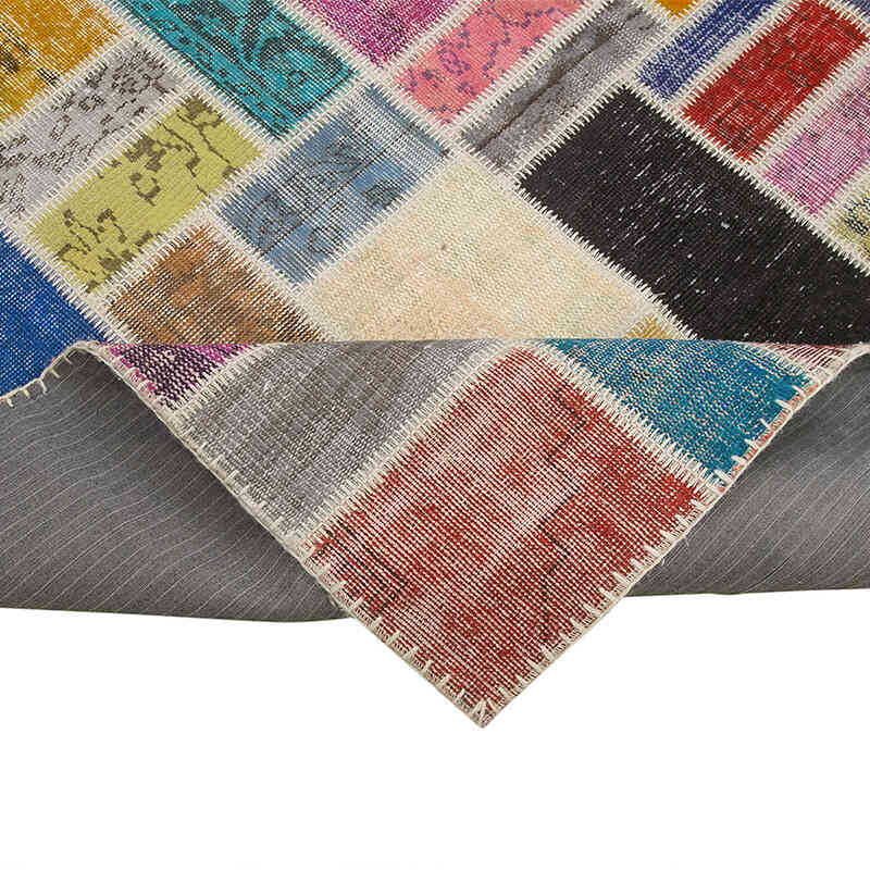 Multicolor Patchwork Hand-Knotted Turkish Rug - 6' 11" x 9' 9" (83" x 117") - K0051088