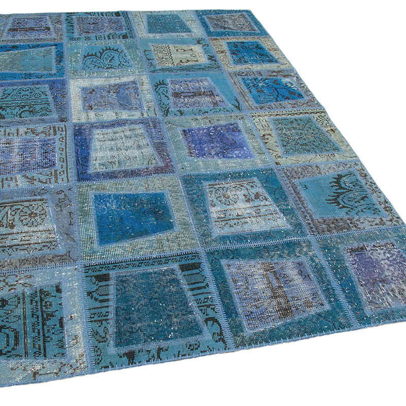 Mavi Boyalı Patchwork Halı - 159 cm x 240 cm - K0051089
