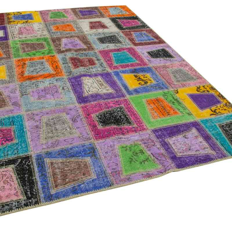 Multicolor Patchwork Hand-Knotted Turkish Rug - 6' 4" x 8' 11" (76 in. x 107 in.) - K0051095