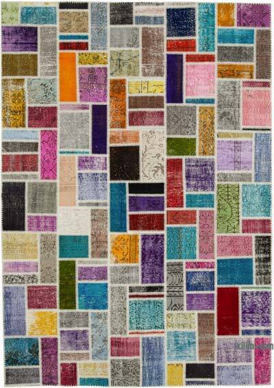 Çok Renkli Boyalı Patchwork Halı - 210 cm x 298 cm