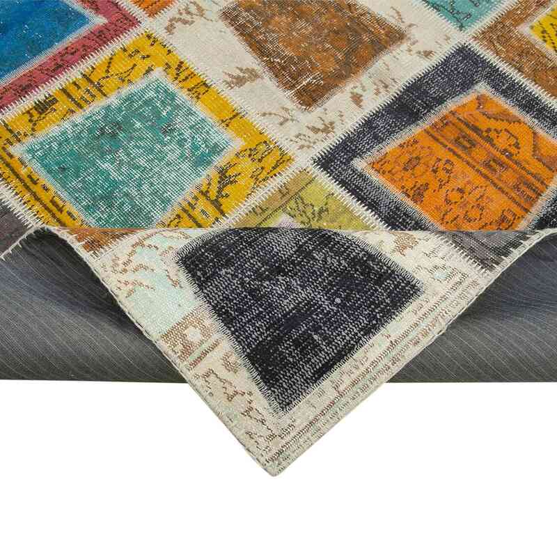 Multicolor Patchwork Hand-Knotted Turkish Rug - 6' 7" x 9' 2" (79 in. x 110 in.) - K0051098