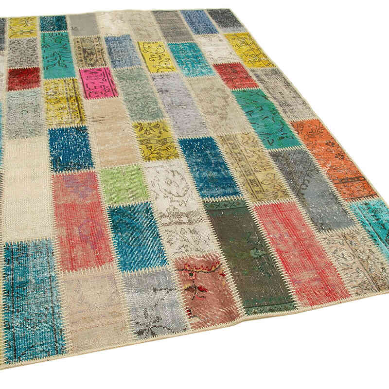 Çok Renkli Boyalı Patchwork Halı - 160 cm x 240 cm - K0051099