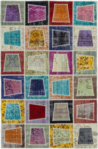 Çok Renkli Boyalı Patchwork Halı - 160 cm x 240 cm