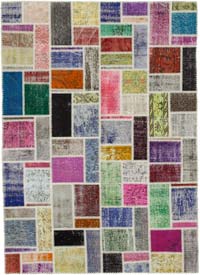 Çok Renkli Boyalı Patchwork Halı - 173 cm x 239 cm