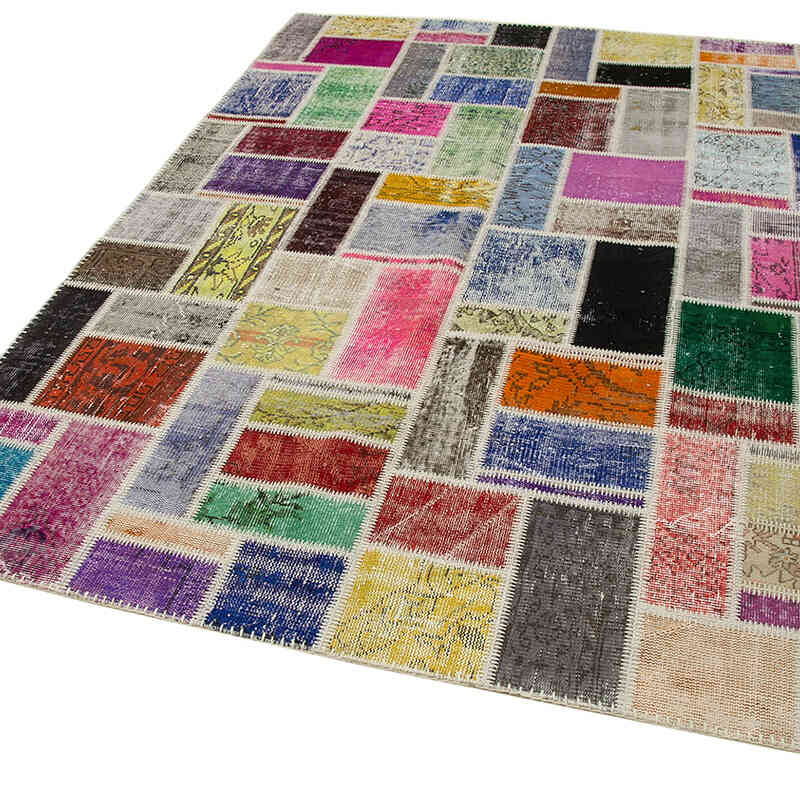 Çok Renkli Boyalı Patchwork Halı - 173 cm x 239 cm - K0051104