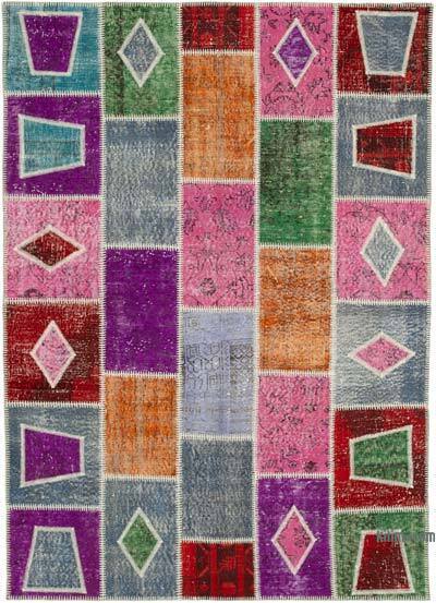 Çok Renkli Boyalı Patchwork Halı - 165 cm x 231 cm