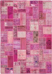 Pembe Boyalı Patchwork Halı - 171 cm x 238 cm