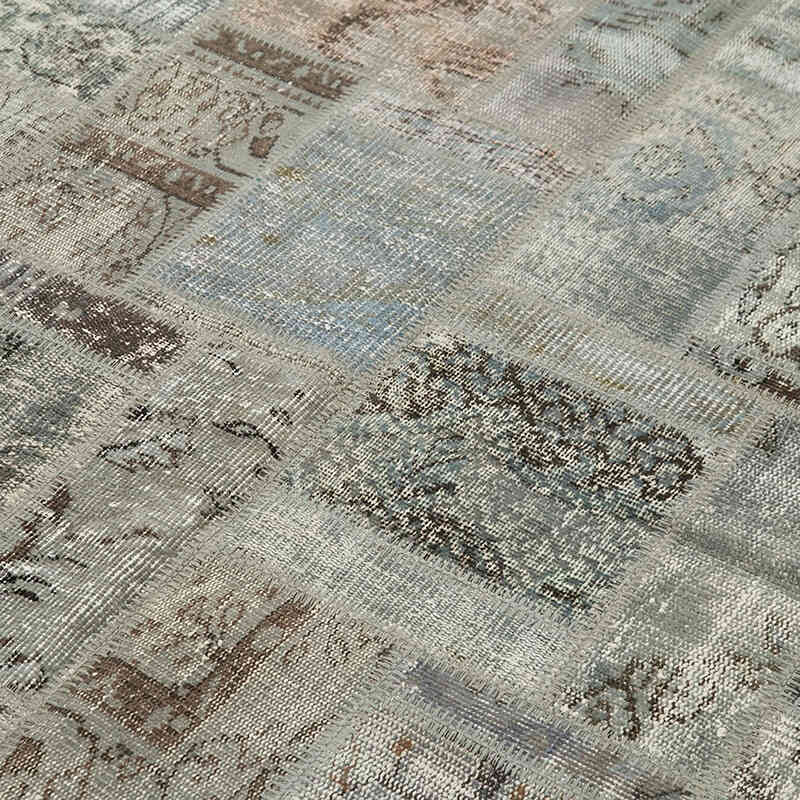 Gris Alfombra De Retazos Turca Sobre-teñida - 171 cm x 238 cm - K0051112
