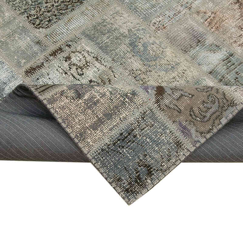 Gris Alfombra De Retazos Turca Sobre-teñida - 171 cm x 238 cm - K0051112