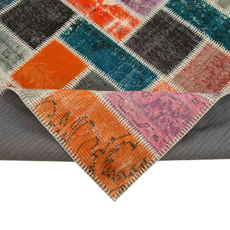 Multicolor Alfombra De Retazos Turca Sobre-teñida - 164 cm x 255 cm - K0051113