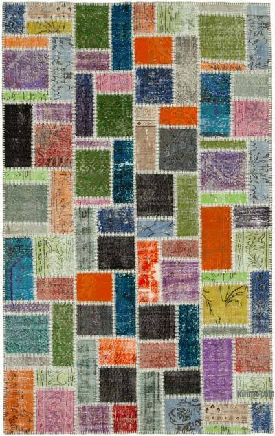 Çok Renkli Boyalı Patchwork Halı - 164 cm x 255 cm