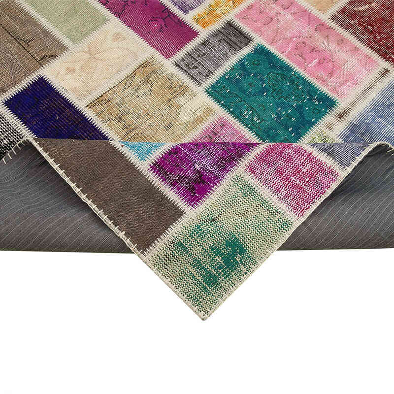 Multicolor Patchwork Hand-Knotted Turkish Rug - 6' 11" x 9' 9" (83" x 117") - K0051118