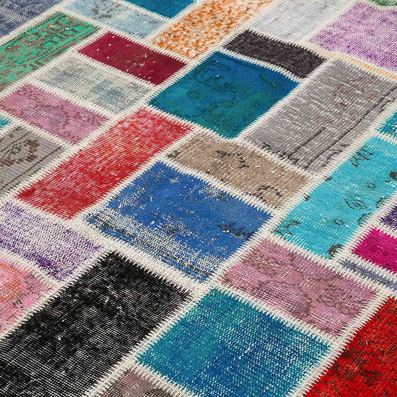 Multicolor Patchwork Hand-Knotted Turkish Rug - 6' 10" x 9' 10" (82" x 118") - K0051119