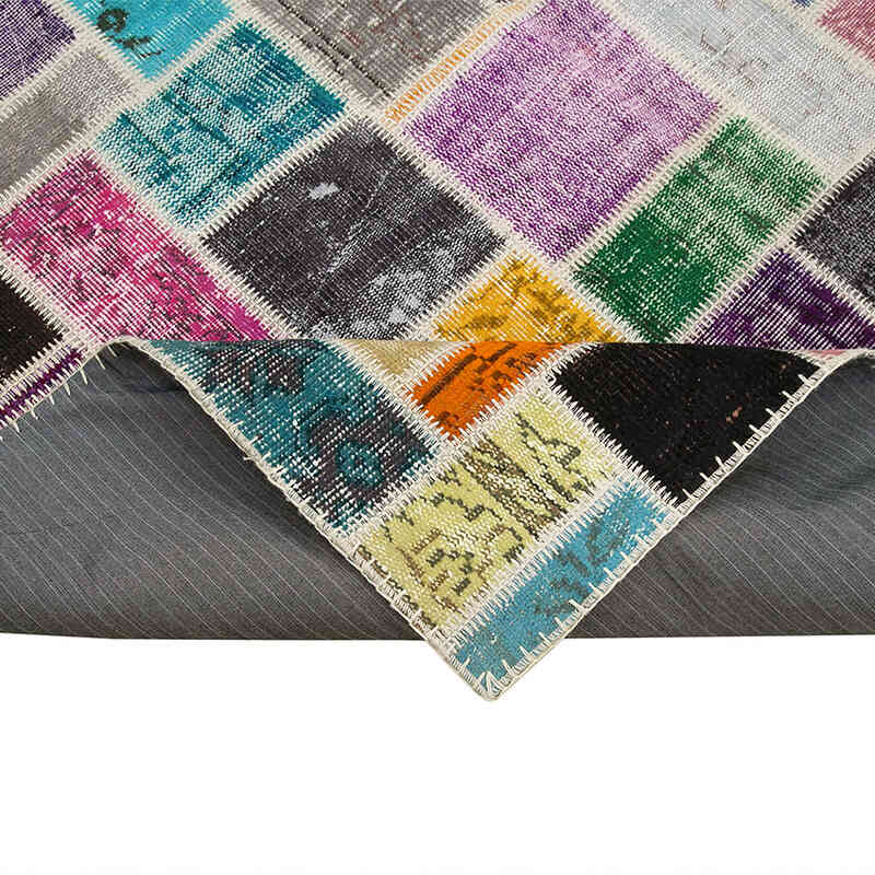 Multicolor Patchwork Hand-Knotted Turkish Rug - 6' 10" x 9' 10" (82" x 118") - K0051119
