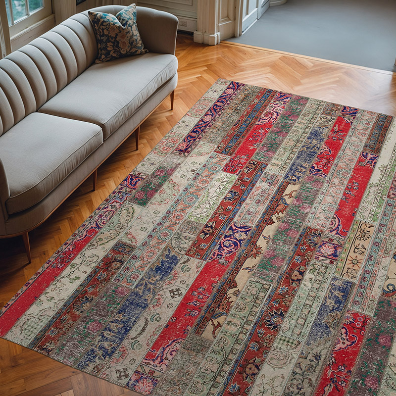 Çok Renkli Patchwork El Dokuma Halı - 242 cm x 305 cm - K0051120