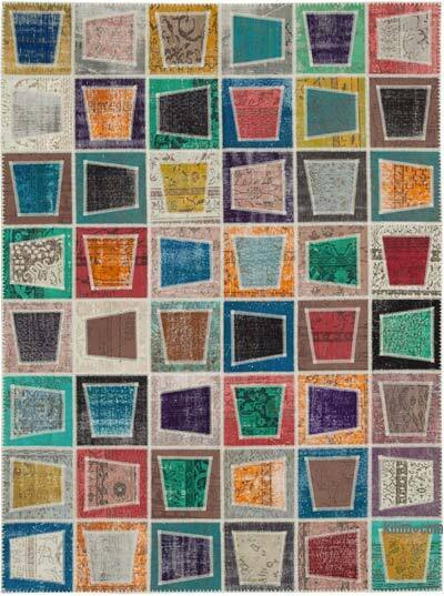 Çok Renkli Boyalı Patchwork Halı - 238 cm x 320 cm