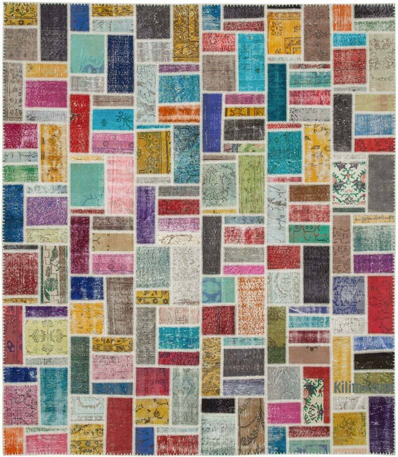 Çok Renkli Boyalı Patchwork Halı - 260 cm x 300 cm - K0051127