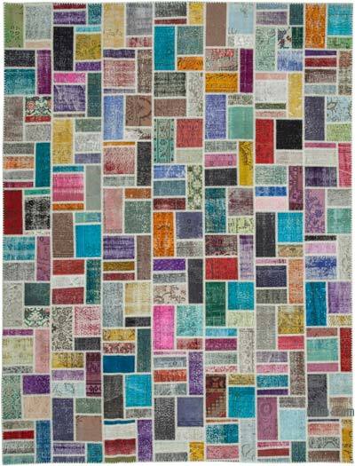 Multicolor Patchwork Hand-Knotted Turkish Rug - 9' 11" x 13' 1" (119 in. x 157 in.)