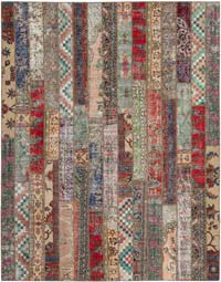 Multicolor Patchwork Hand-Knotted Turkish Rug - 8'  x 10' 1" (96" x 121")