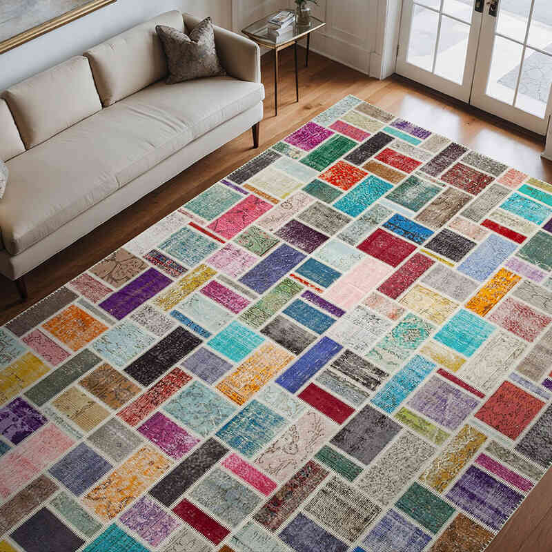 Çok Renkli Boyalı Patchwork Halı - 263 cm x 358 cm - K0051135
