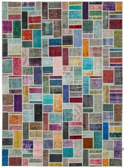 Multicolor Patchwork Hand-Knotted Turkish Rug - 8' 8" x 11' 9" (104 in. x 141 in.)