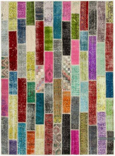 Çok Renkli Boyalı Patchwork Halı - 180 cm x 244 cm