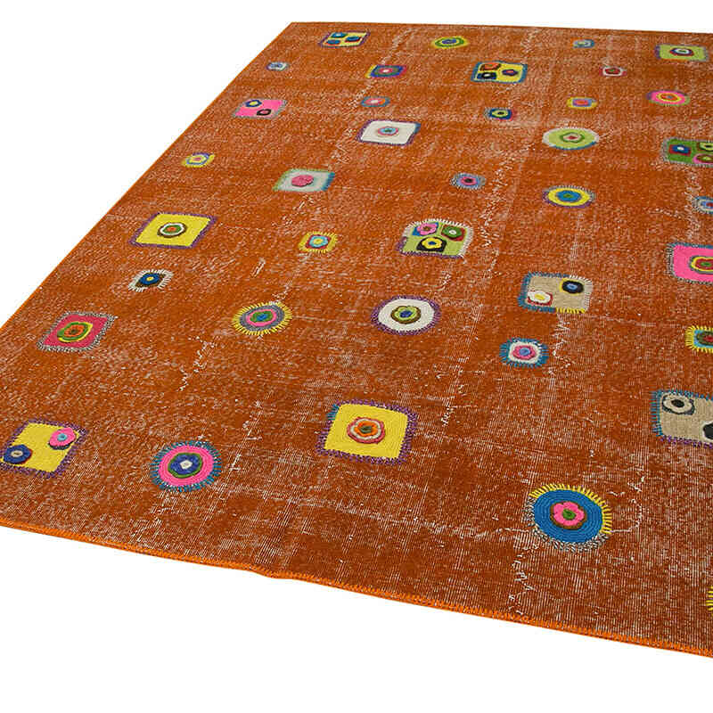 Turuncu Boyalı Patchwork Halı - 193 cm x 300 cm - K0051139