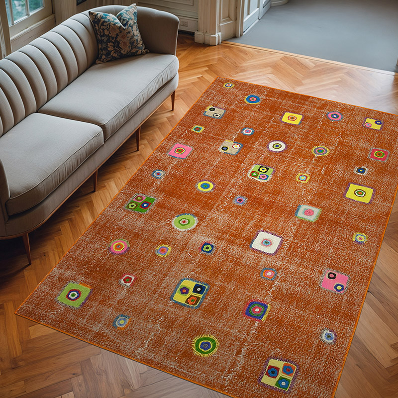 Boyalı Patchwork Halı - 193 cm x 300 cm - K0051139