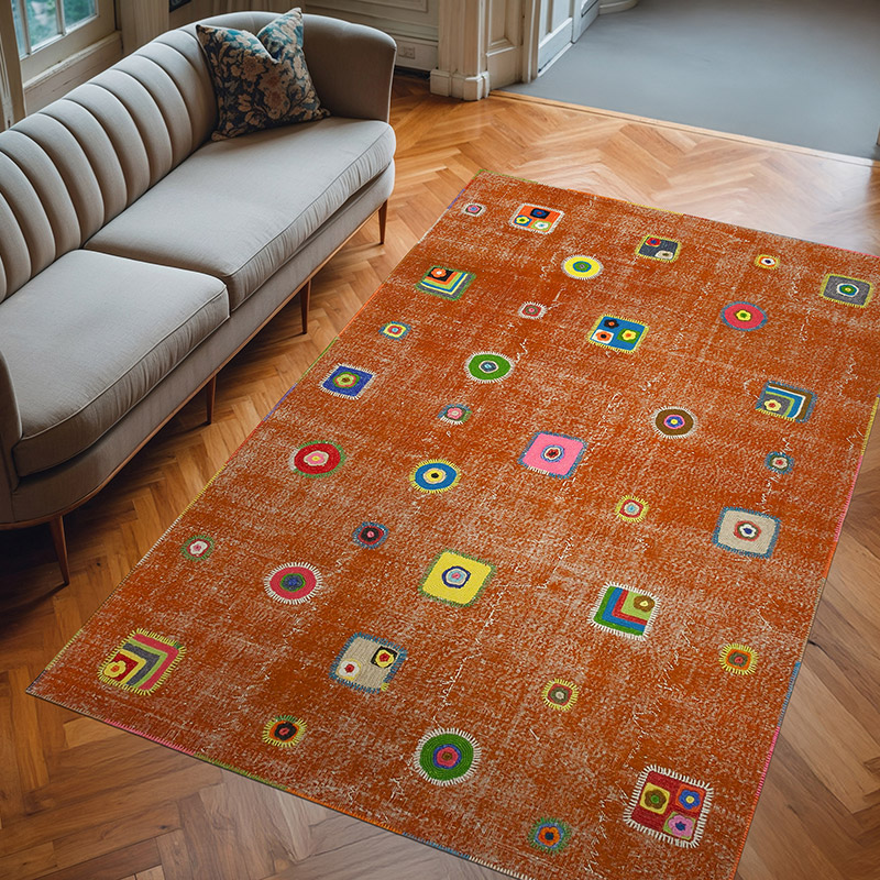 Patchwork Hand-Knotted Turkish Rug - 6' 4" x 9' 11" (76" x 119") - K0051140