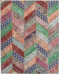 Multicolor Patchwork Hand-Knotted Turkish Rug - 8' 2" x 10' 2" (98" x 122")