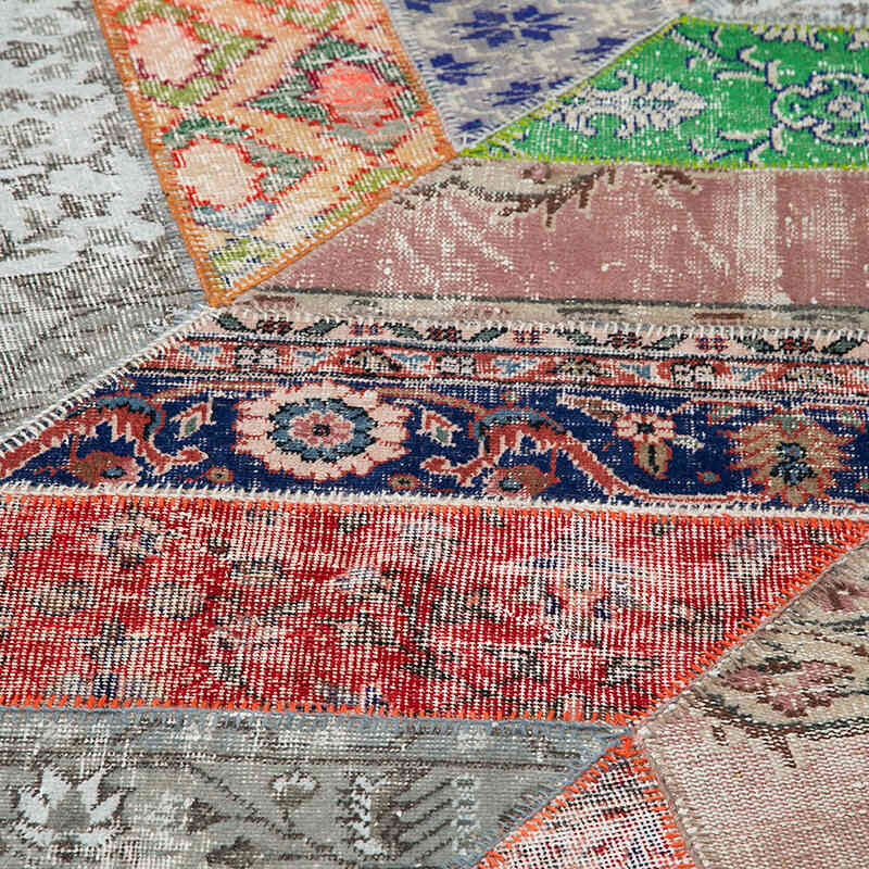Multicolor Patchwork Hand-Knotted Turkish Rug - 8' 2" x 10' 2" (98" x 122") - K0051141