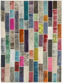 Çok Renkli Boyalı Patchwork Halı - 187 cm x 250 cm