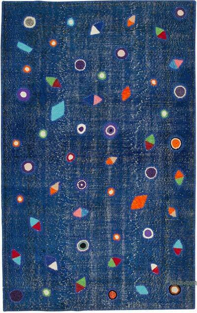 Lacivert Boyalı Patchwork Halı - 171 cm x 271 cm
