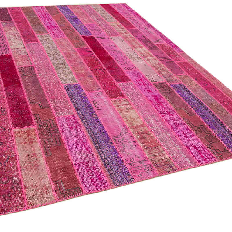 Rosado Alfombra De Retazos Turca Sobre-teñida - 252 cm x 308 cm - K0051151