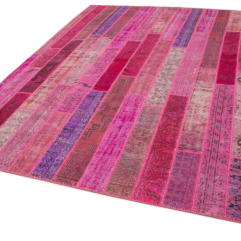Rosado Alfombra De Retazos Turca Sobre-teñida - 252 cm x 308 cm - K0051151
