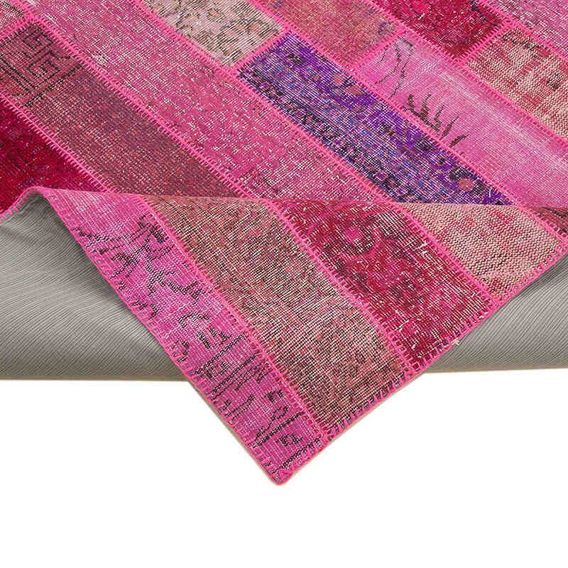 Rosado Alfombra De Retazos Turca Sobre-teñida - 252 cm x 308 cm - K0051151