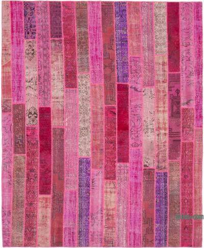 Pembe Boyalı Patchwork Halı - 252 cm x 308 cm