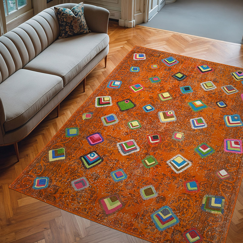 Boyalı Patchwork Halı - 208 cm x 292 cm - K0051153