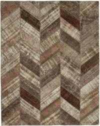 Brown Patchwork Hand-Knotted Turkish Rug - 7' 11" x 10' 1" (95" x 121")