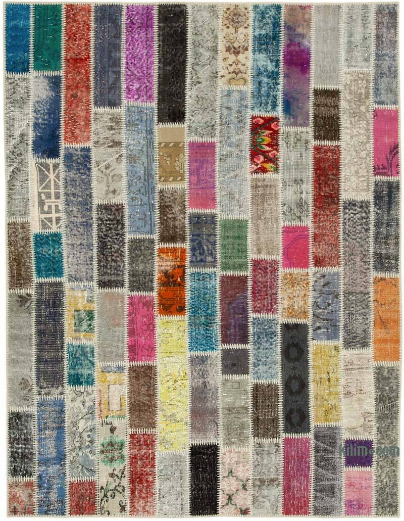 Multicolor Alfombra De Retazos Turca Sobre-teñida - 184 cm x 238 cm - K0051156