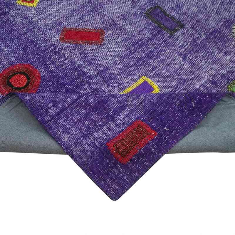 Purple Patchwork Hand-Knotted Turkish Rug - 7' 10" x 10' 8" (94 in. x 128 in.) - K0051163