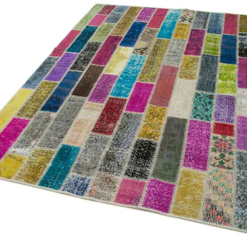 Multicolor Patchwork Hand-Knotted Turkish Rug - 5' 9" x 8'  (69 in. x 96 in.) - K0051165